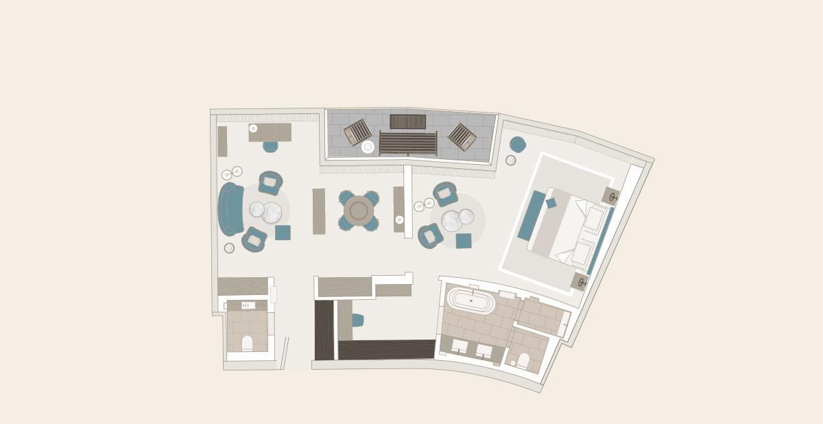 The Fontenay המבורג חדר תמונה Floorplan of a typical suite